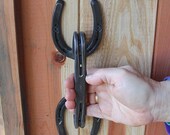 Rugged horseshoe gate or door handle,  western decor made from real horseshoes,  MADE TO ORDER