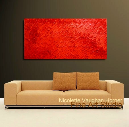 Original Large Abstract Painting Red Shades  Ready to Hang Gallery Canvas Contemporary Fine Art Nicolette Vaughan Horner48
