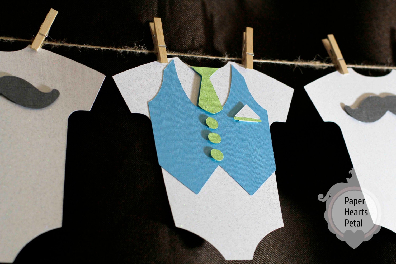 Custom Baby Shower Banner - Onesie Mustache and Vest Theme -  You select colors