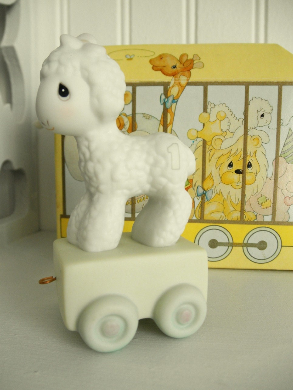 1985 Precious Moments Lamb - Birthday Train Figurine in box w tags - 1st Birthday - Collectible Series - Vintage Enesco
