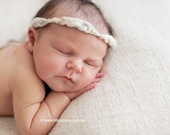 the Pixie : Newborn Headband  - Wheat - Newborn Photo Prop -  halo, blanket, wrap, flower headband