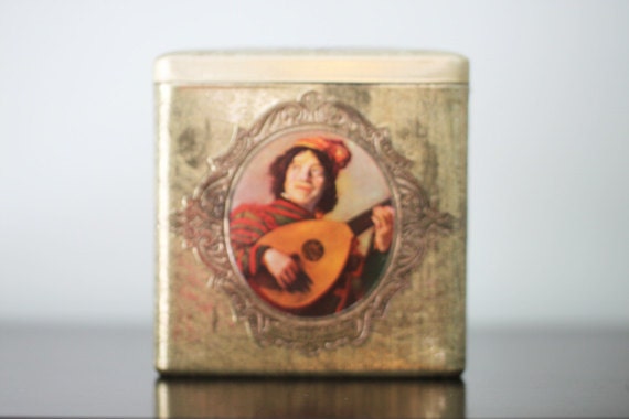 Vintage Square Embossed Lithographed Decorative Tin Made In Holland
