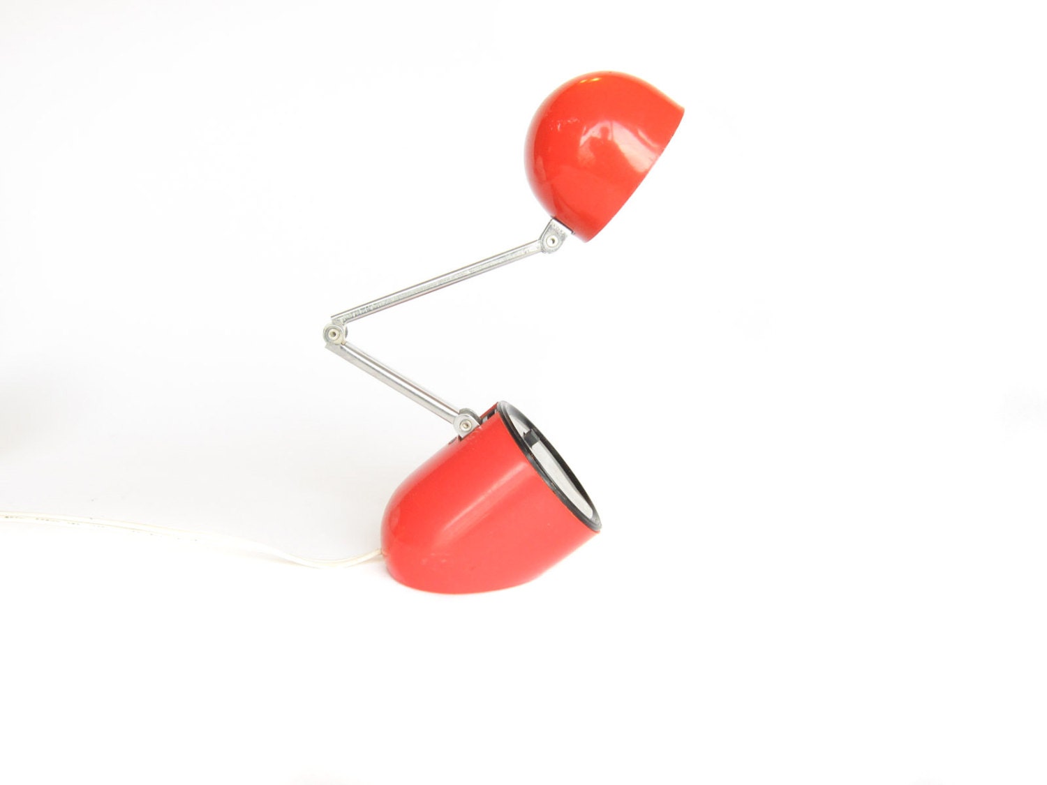 Vintage Red Small Adjustable Eyeball Task Lamp from 1970s - pastoria