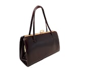 Vintage, Brown Leather Purse, 50's Bag, Handbag, Mad Men Bag