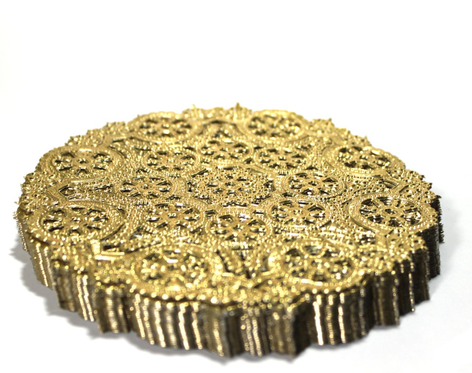 Gold medallion Doilies- 48 paper doilies- 5 inch, gold and perfect for Valentine's Day and Weddings