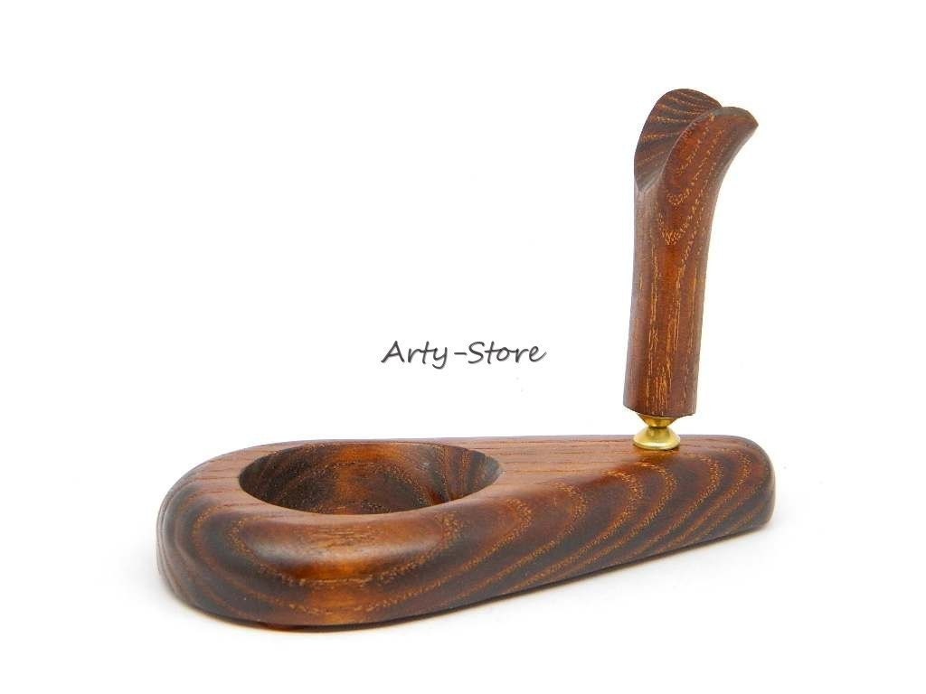 Wooden Desktop Pipe Stand Rack Holder Display  for single tobacco smoking pipes, Great pipesmoker Gift
