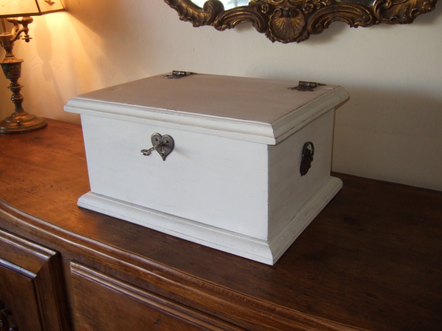 White Heart Lock Keepsake, Wedding Box
