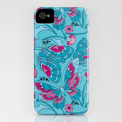 Art Deco Butterfly Print iPhone Case - (3GS, 3G, 4S, 4, 5)