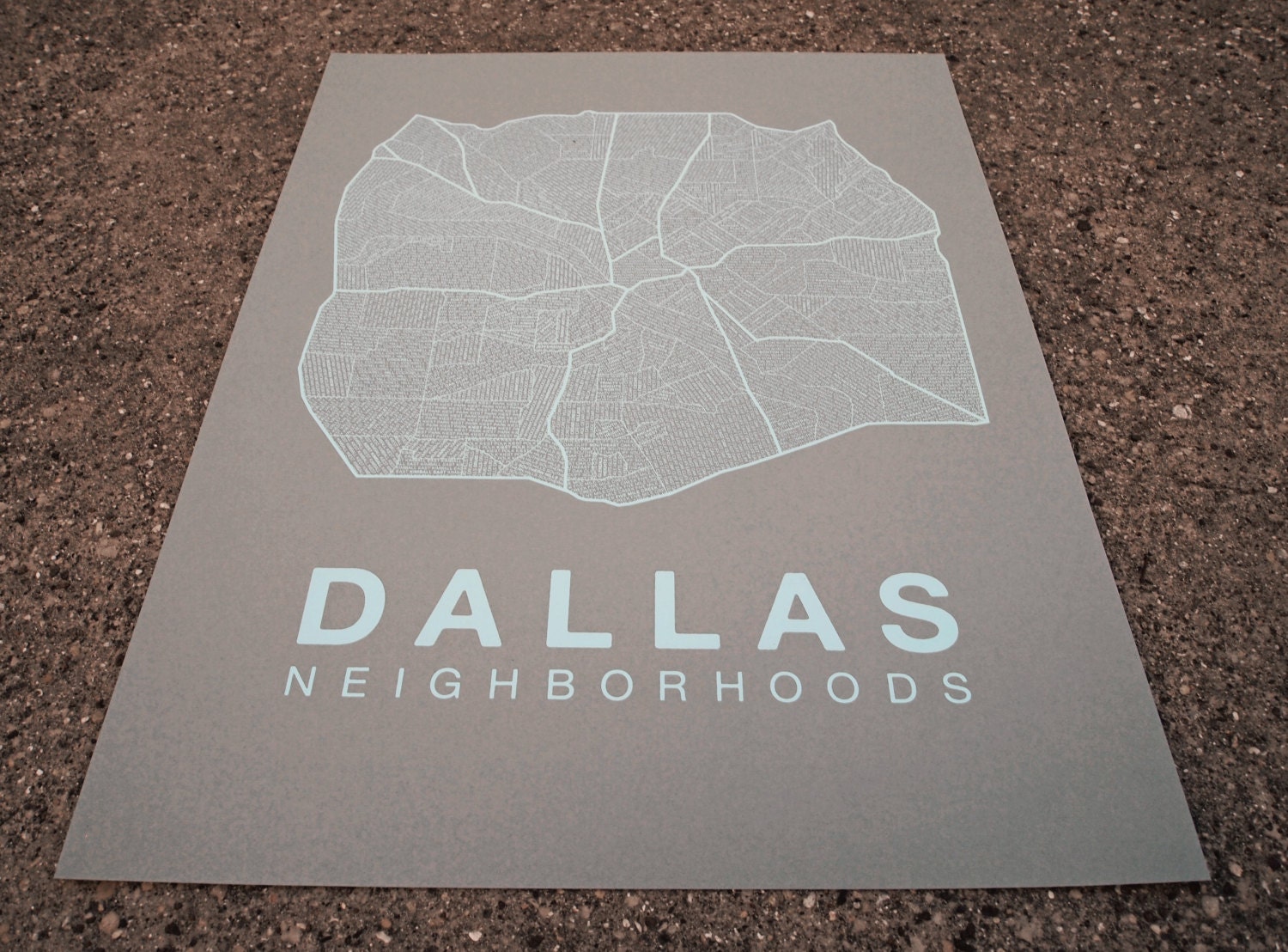 Dallas Neighborhood Map -Light Grey