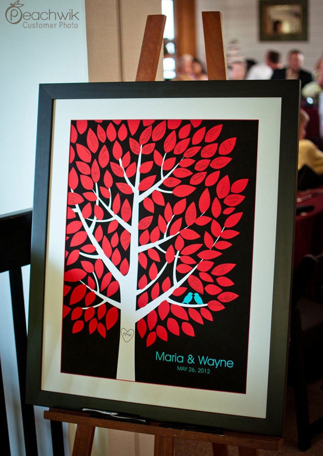 Wedding Guest Book Alternative - The Wishwik Tree - A Peachwik Interactive Art Print - 125 guest sign in