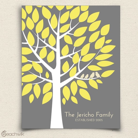 Personalized Family Tree - The Famwik - A Peachwik Art Print Keepsake Housewarming Gift - Personalized Family Art Print - Birds in a Tree