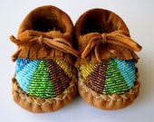 Soft Sole Baby & Toddler Moccasins with Beading and Ankle Tie