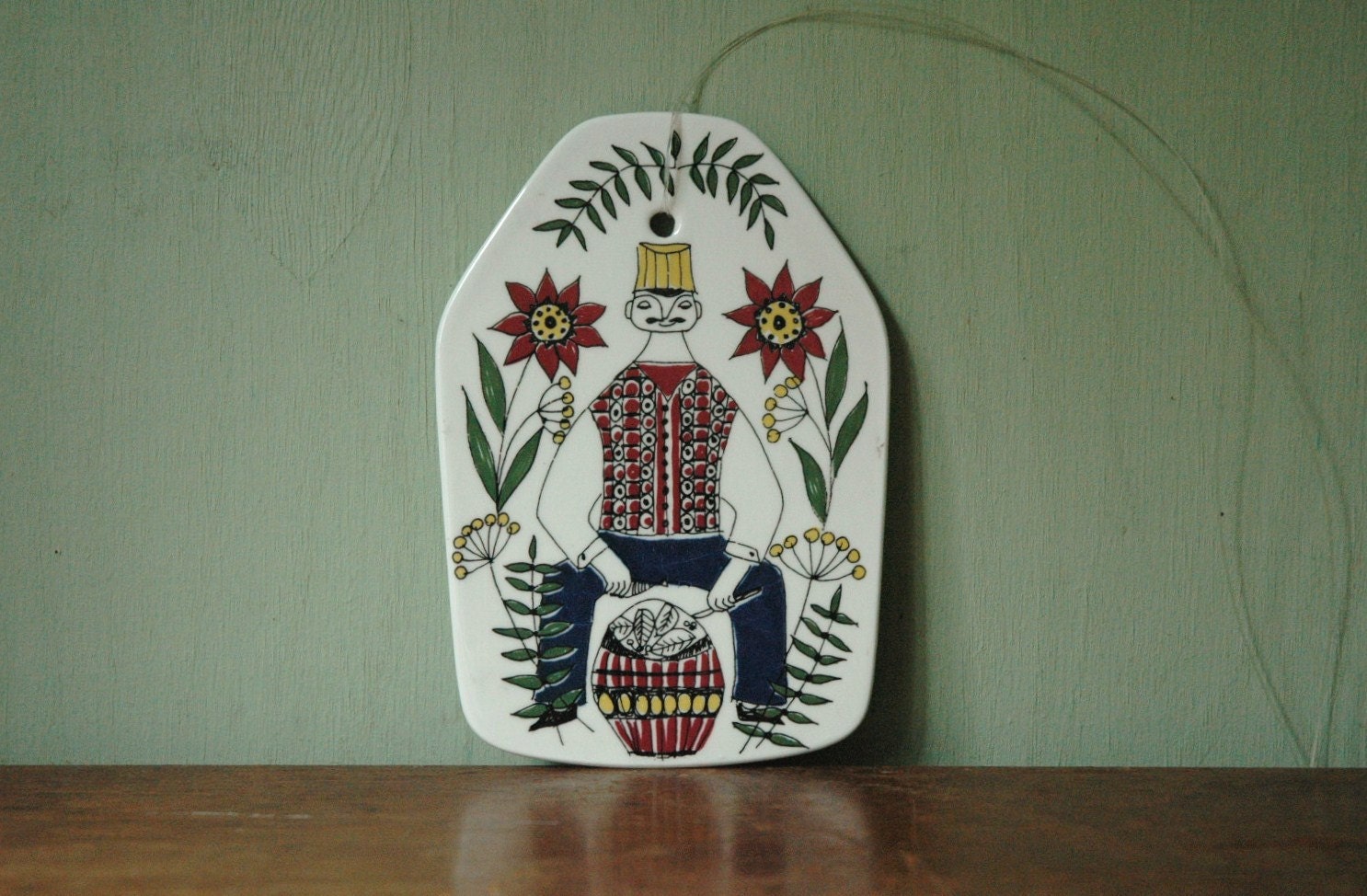 Figgjo Flint Ceramic Wall Plaque Tile Designed By Turi Gramstad Oliver - Danish Modern Abstract Art Pottery Wall Hanging