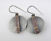 Sterling and Copper Earrings Mixed Metal Patina Metalwork Jewelry