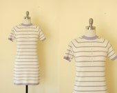 vintage 1960s dress / 60s lavender stripe shift dress / small
