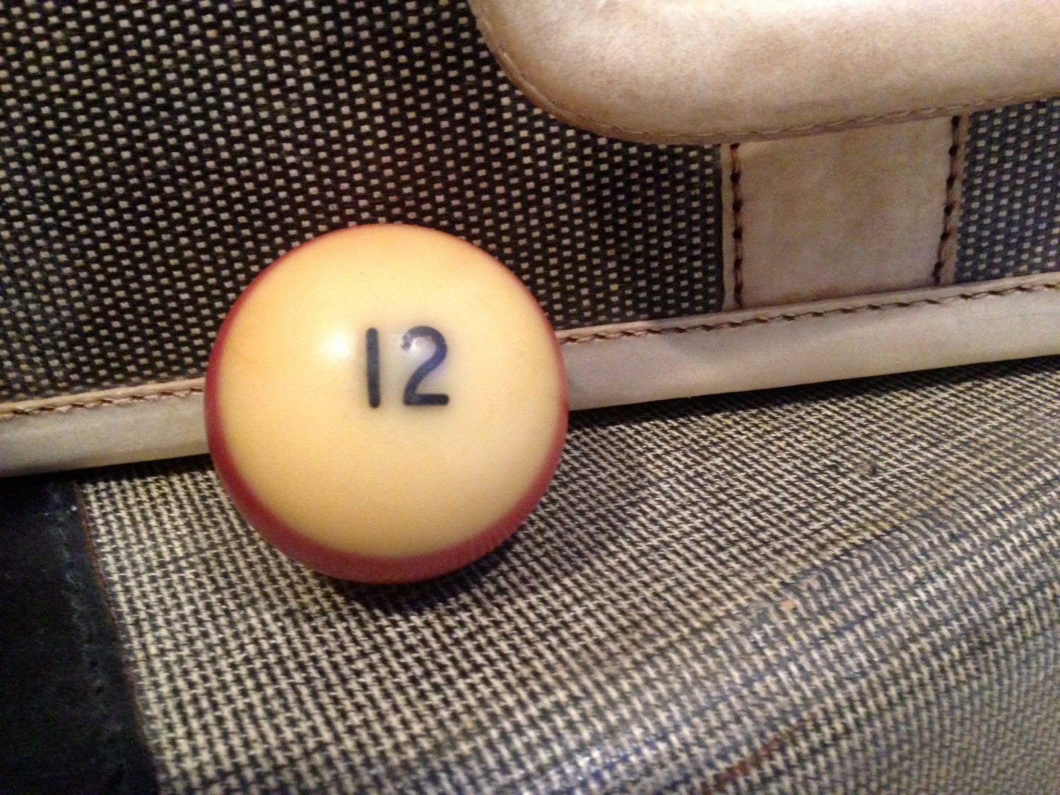 Vintage Pool Ball 12 number twelve striped RED bakelite style billiard