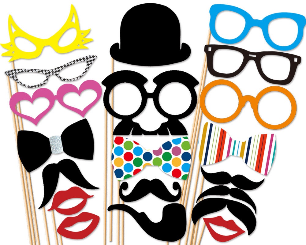 Photo Booth Props 20 Piece On a Stick Photo Props set - Photobooth Party Props