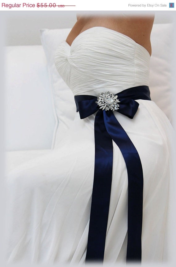Navy Blue bridal sash, crystal sash, ribbon sash, rhinestone belt, wedding accessory, bridal belt, bridesmaid belt