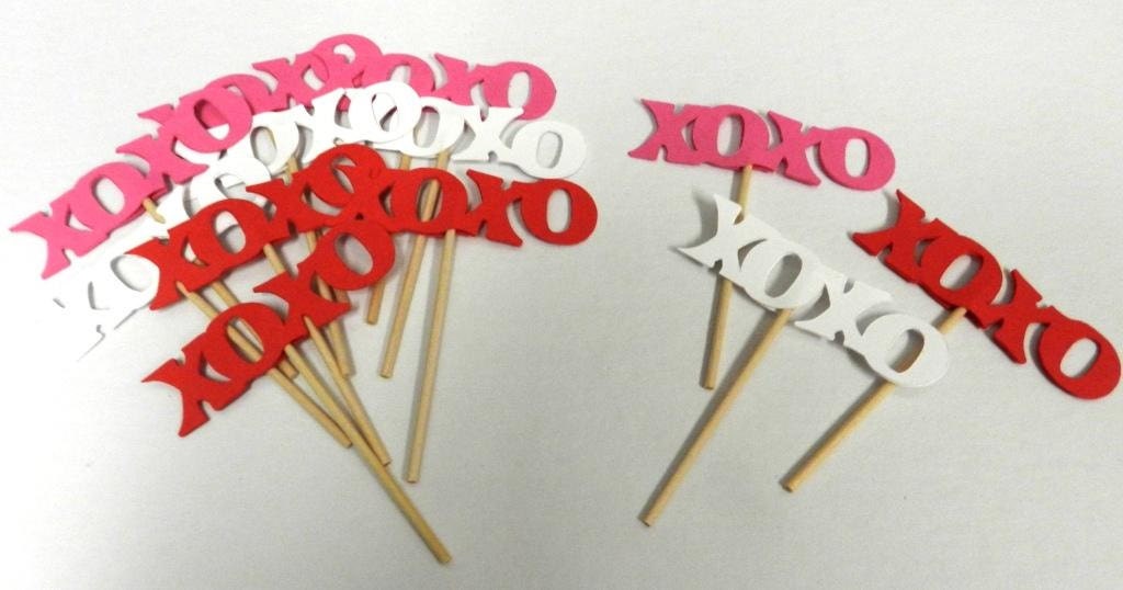 XOXO Valentines Cupcake Toppers Red Pink White Il_170x135