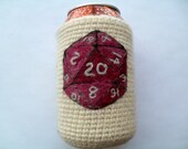 Needle felted Purple D20 dice can cozy /  Koozie