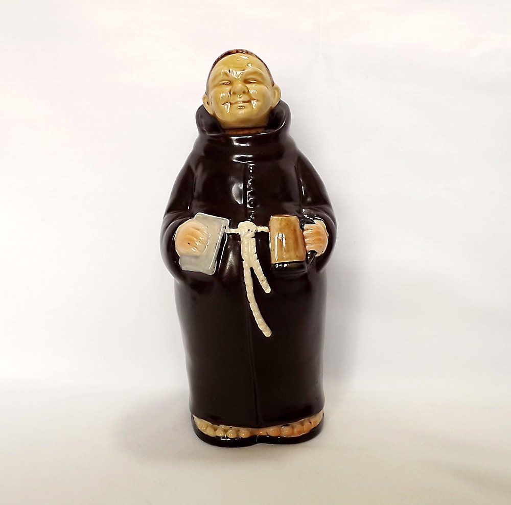 Cheerful ceramic monk aperitif decanter