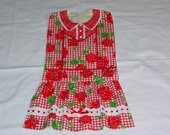 Red Geranium and Checks - Designer Apron Style Adult Bib