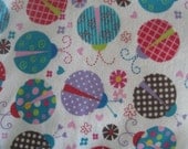 1 yard  fabric flannel cotton LADYBUGS RETRO   quilting sewing arts and crafts ships fast