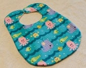 Blue Sea Animals Flannel Bib