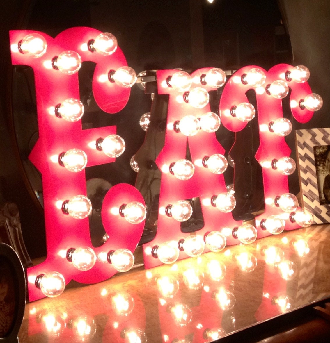 Letters EAT sign 20 inch tall lighted custom finish included
