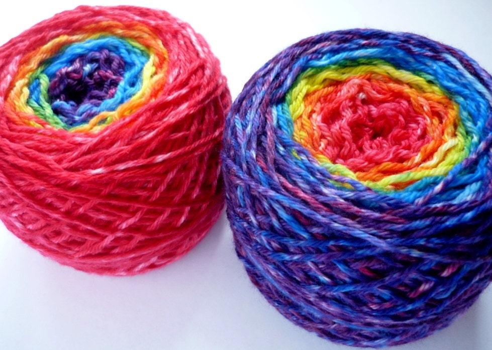 Gradient Worsted Yarn - Hand Dyed Superwash Merino Wool in Rainbow Colorway