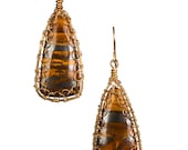 Tiger Iron Caged wire Earrings OOAK