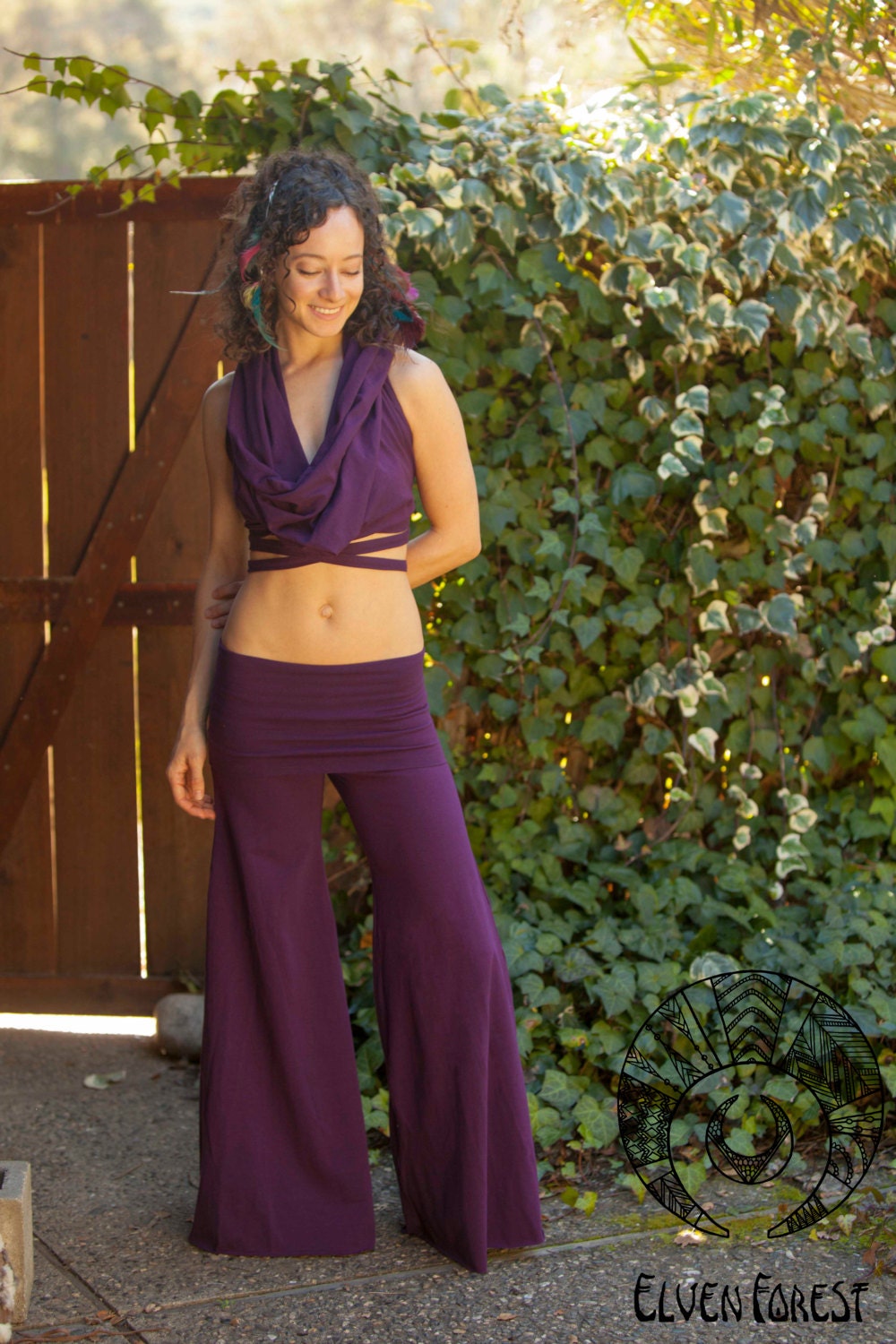 Convertible Jumpsuit Onesie-- into Cowl Hood crop Top and Lounge Pants