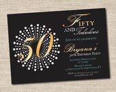 Fifty and fabulous birthday invitations, 50th birthday party invitations, prinatble