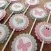 Cupcake Toppers: Pink & Green Woodland Owls Birds and Butterflies - Girl Baby Shower or birthday party decorations