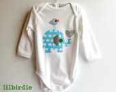 Long Sleeved Baby Boys Elephant Onesie Baby Bodysuit