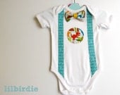 Baby Boy Bow Tie Dinosaur Onesie Bodysuit