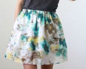 watercolor floral print full mini skirt