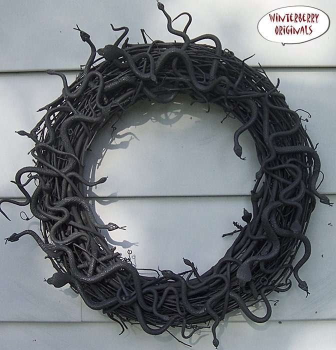 Halloween Wreath - Medusa -- Snakes , Snakes , and More Snakes . . . . Handcrafted