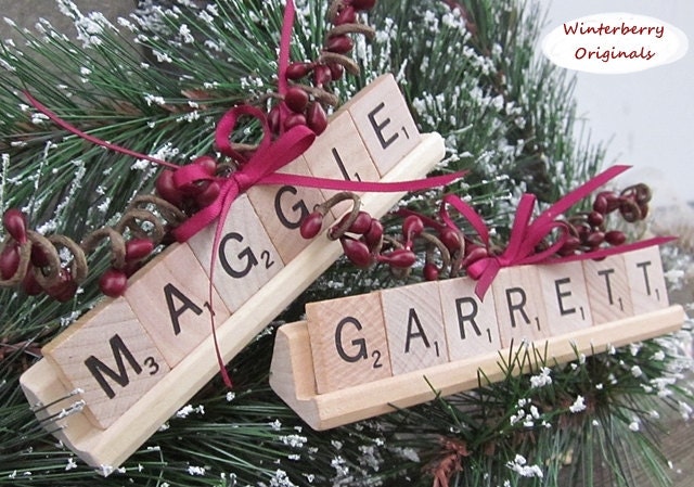 Personalized Scrabble Ornament with Tile Tray