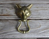 Giant Brass Fox Head Door Knocker