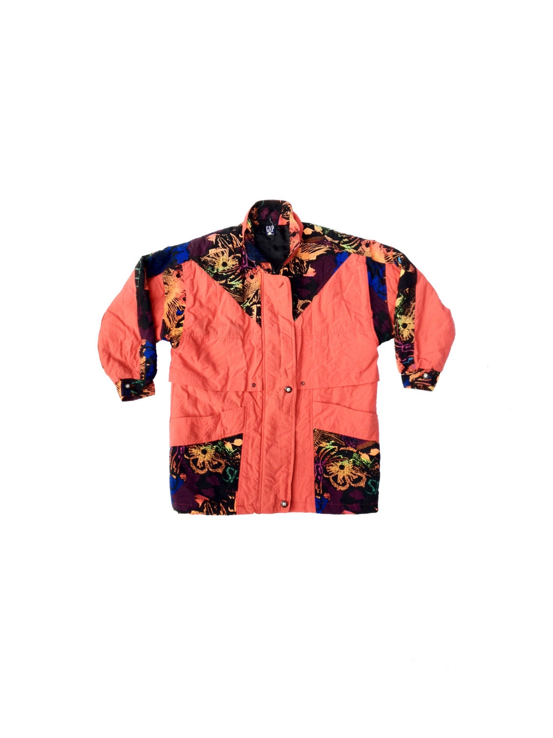 Rare 80s GAP Abstract / Neon Parka - L