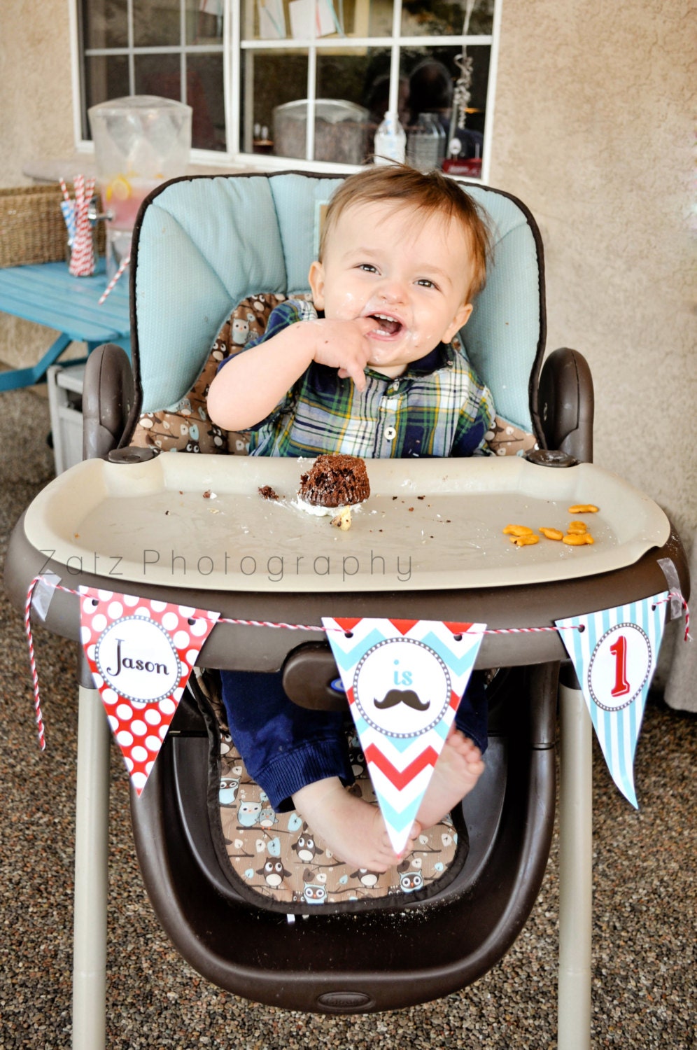 Little Man Mustache Highchair High Chair Banner Bunting Il_170x135