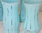 One Large Tiffany Blue Shabby Chic Large Vintage Vase