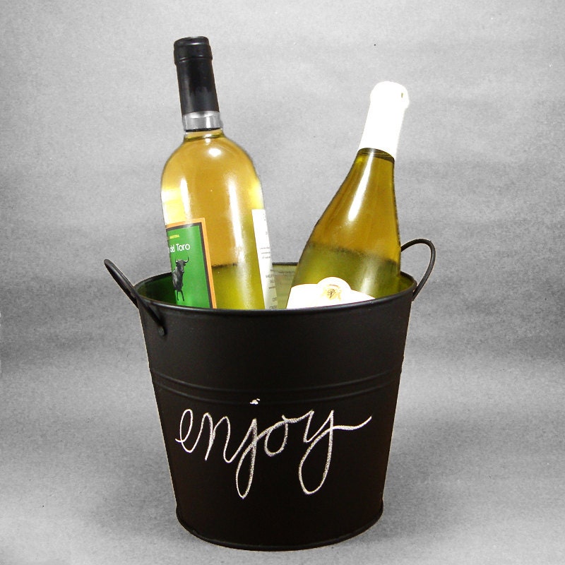 Ice Bucket Chalkboard Tin Pail