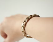 Crackle Gold & Silver Soft Leather Woven Braided Bracelet