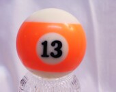 Number 13 Ball - Billiards - Pool - Bright Orange Stripe  - 2 1/4 inches in diameter - Thirteen