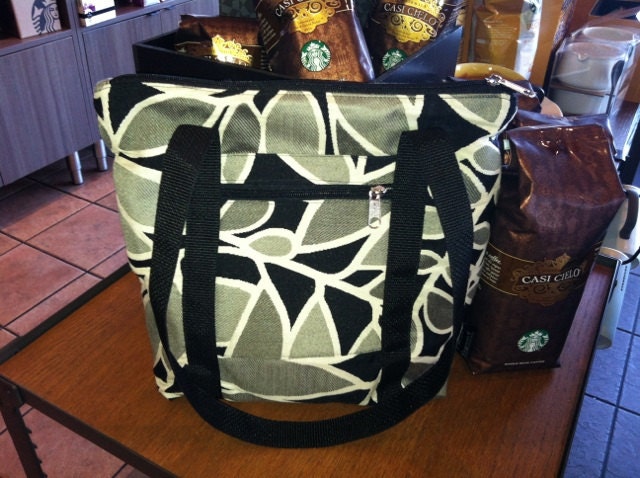 Handmade Tapestry Tote Bag , Purse, in Black, White , Grey , Charcoal modern contempo material FREE SHIPPING