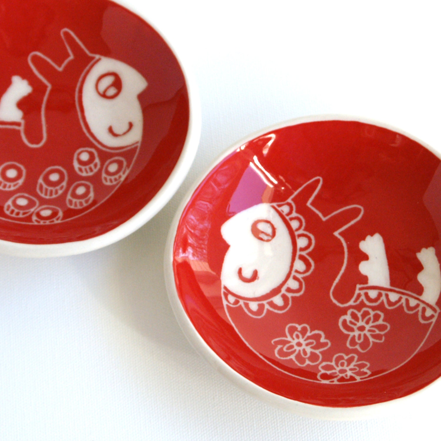 Mr and Mrs red bunny little dish set - Belinism