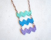 Chevon Lace Statement Necklace in Mint Green Blue Purple