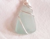 OOAK --  St Croix Genuine Aqua Sea Glass Necklace Wire Wrapped Jewelry Hand Crafted Jewelry Wire Wrapped